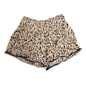 Three Dots XS Tan Leopard Print Pull On Shorts Casual Lounge Soft